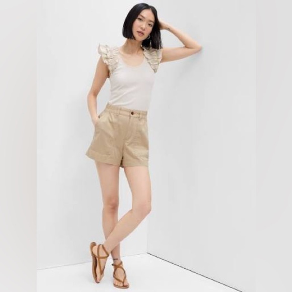 GAP 4” Tan Chino High-Rise Pull-On Utility Shorts - Size XL